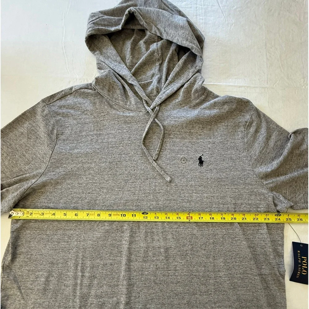 Polo Ralph Lauren Men's Jersey Hooded T-Shirt Gray Long Sleeve Hoodie Top New XL